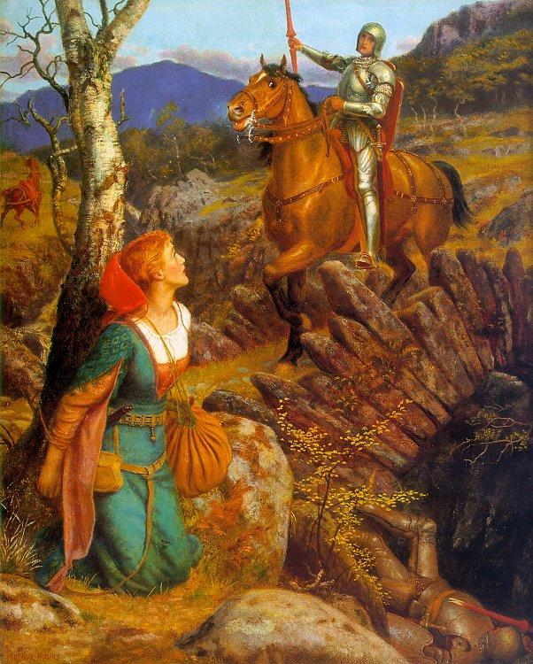 Arthur Hughes Gareth Helps Lyonors and Overthrows the Red Knight Spain oil painting art